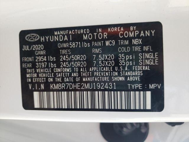 2021 HYUNDAI PALISADE C KM8R7DHE2MU192431