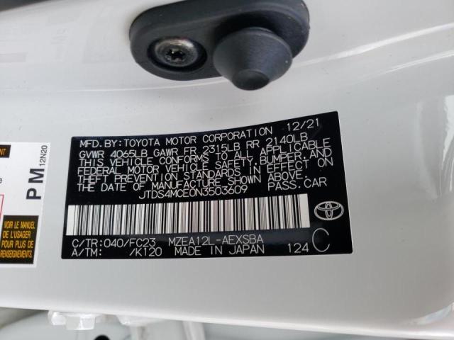 2022 TOYOTA COROLLA SE JTDS4MCE0N3503609