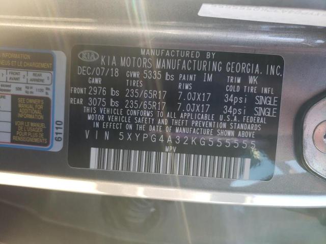 2019 KIA SORENTO L 5XYPG4A32KG555555