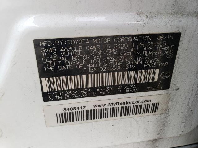 2016 LEXUS IS 200T JTHBA1D2XG5001319