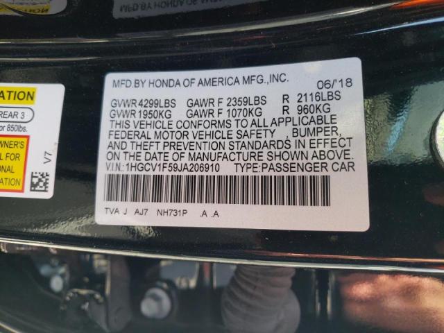 1HGCV1F59JA206910 Honda Accord Exl 2018. Фото: 9