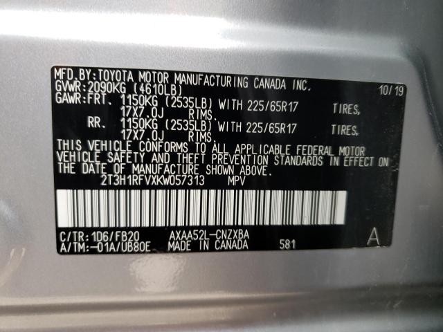 2019 TOYOTA RAV4 LE 2T3H1RFVXKW057313