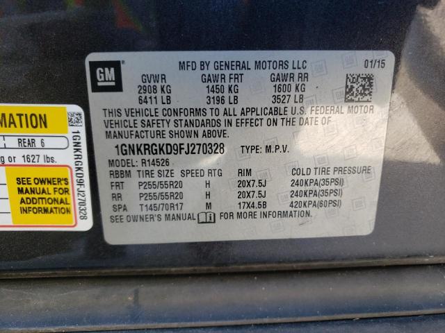 2015 CHEVROLET TRAVERSE L 1GNKRGKD9FJ270328