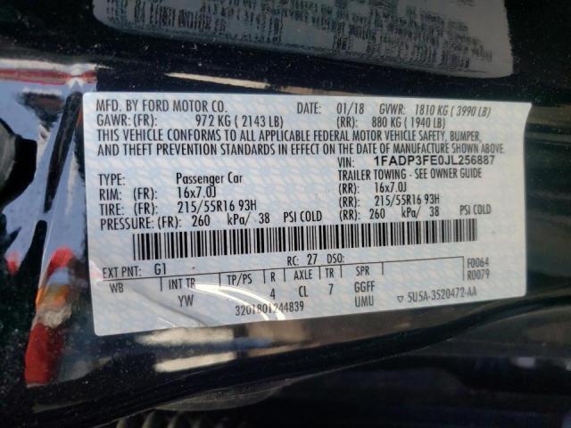 2018 FORD FOCUS SE 1FADP3FE0JL256887