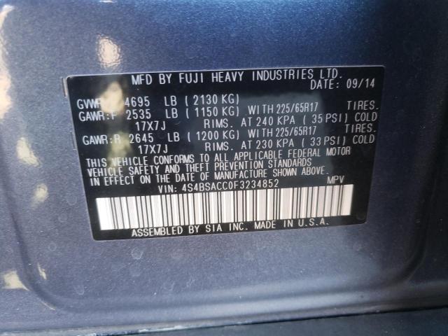 2015 SUBARU OUTBACK 2. 4S4BSACC0F3234852