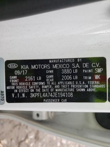2018 KIA FORTE LX 3KPFL4A74JE194108