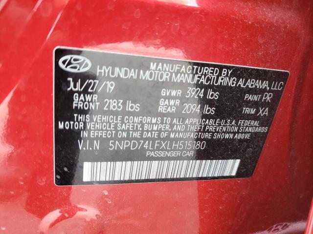 2020 HYUNDAI ELANTRA SE 5NPD74LFXLH515180