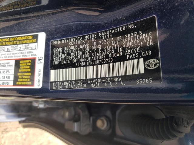 2017 TOYOTA CAMRY LE 4T1BF1FK2HU709230