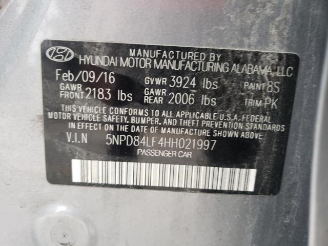 2017 HYUNDAI ELANTRA SE 5NPD84LF4HH021997
