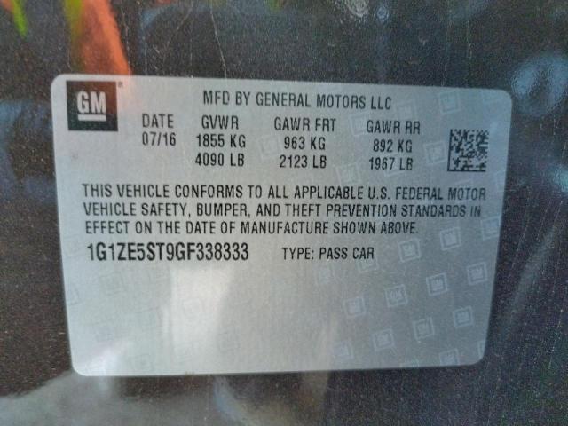 2016 CHEVROLET MALIBU LT 1G1ZE5ST9GF338333