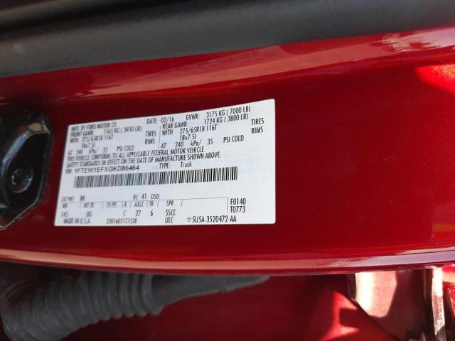 2016 FORD F150 SUPER 1FTEW1EFXGKD86464