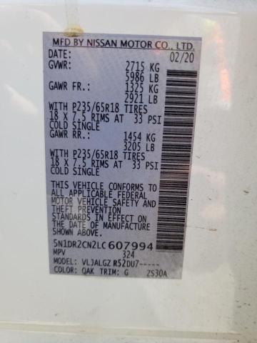 2020 NISSAN PATHFINDER 5N1DR2CN2LC607994