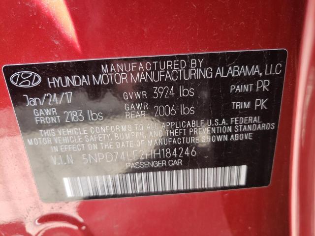 2017 HYUNDAI ELANTRA SE 5NPD74LF2HH184246