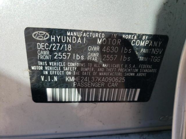 KMHE24L37KA090625 Hyundai Sonata Hyb 2019. Фото: 9