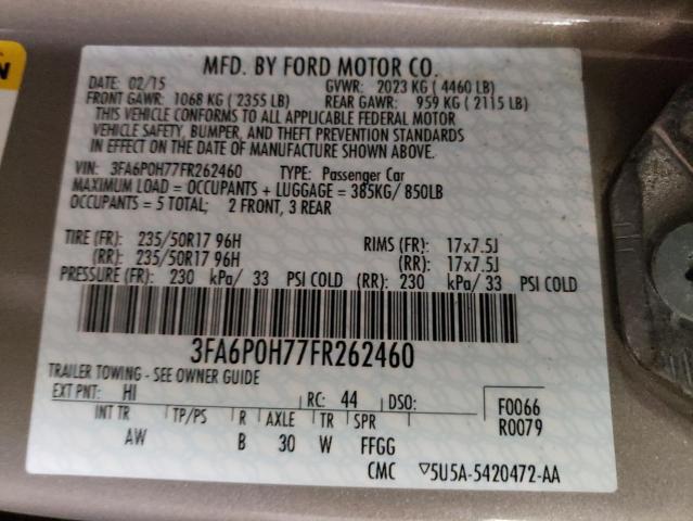 2015 FORD FUSION SE 3FA6P0H77FR262460