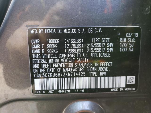 2019 HONDA HR-V EXL 3CZRU6H73KM714425
