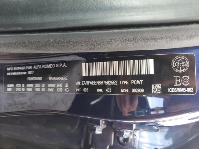 2017 ALFA ROMEO GIULIA TI ZARFAEEN6H7562552