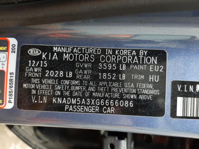 2016 KIA RIO LX KNADM5A3XG6666086