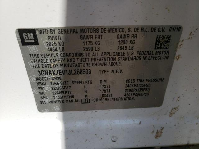 2018 CHEVROLET EQUINOX LT 3GNAXJEV1JL268593