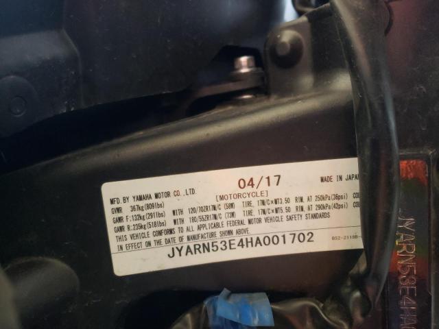 2017 YAMAHA FZ09 JYARN53E4HA001702