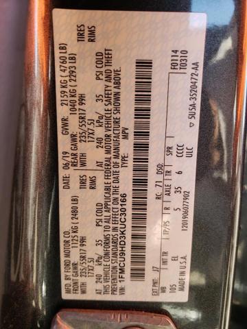 1FMCU9HD3KUC30166 Ford Escape Sel 2019. Фото: 9