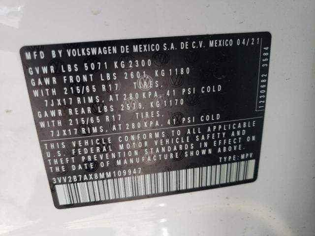 2021 VOLKSWAGEN TIGUAN SE 3VV2B7AX8MM109947