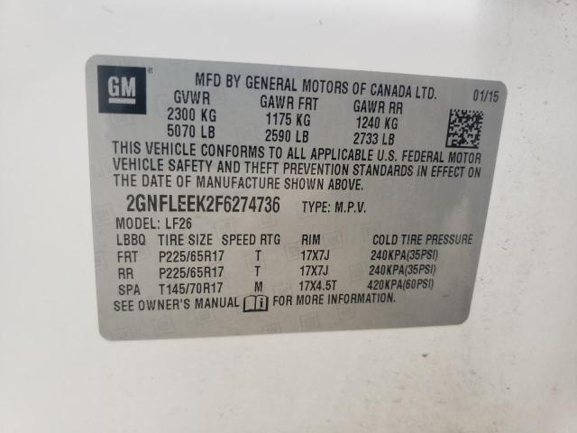 2015 CHEVROLET EQUINOX 2GNFLEEK2F6274736