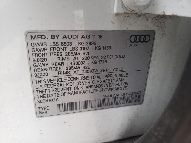 2017 AUDI Q7 PREMIUM WA1LAAF72HD037067