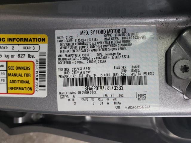 2020 FORD FUSION SE 3FA6P0T97LR173332