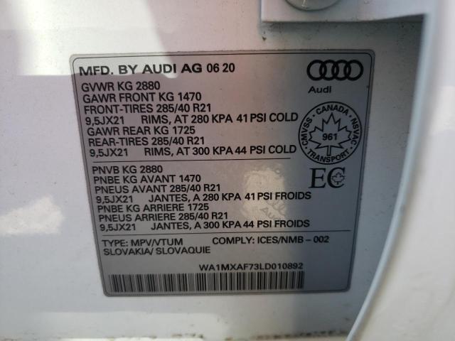 2020 AUDI Q7 PROGRES WA1MXAF73LD010892