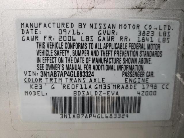2016 NISSAN SENTRA S 3N1AB7AP4GL683324