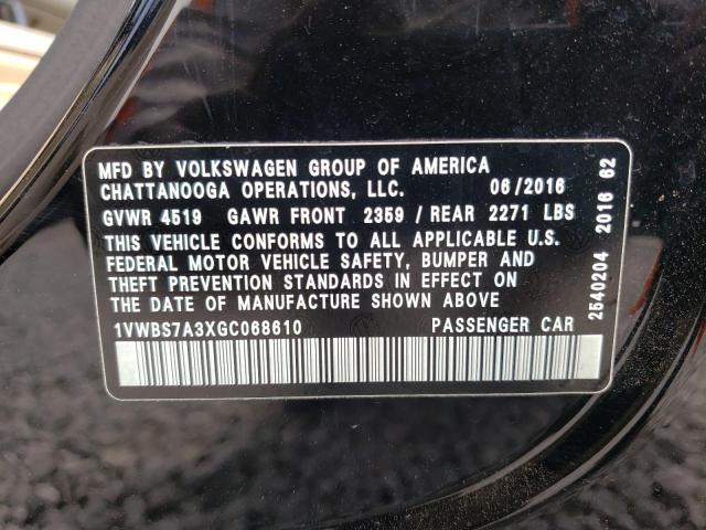 2016 VOLKSWAGEN PASSAT SE 1VWBS7A3XGC068610