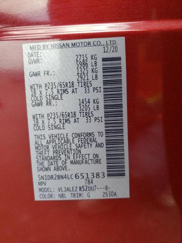 2020 NISSAN PATHFINDER 5N1DR2BN4LC651383