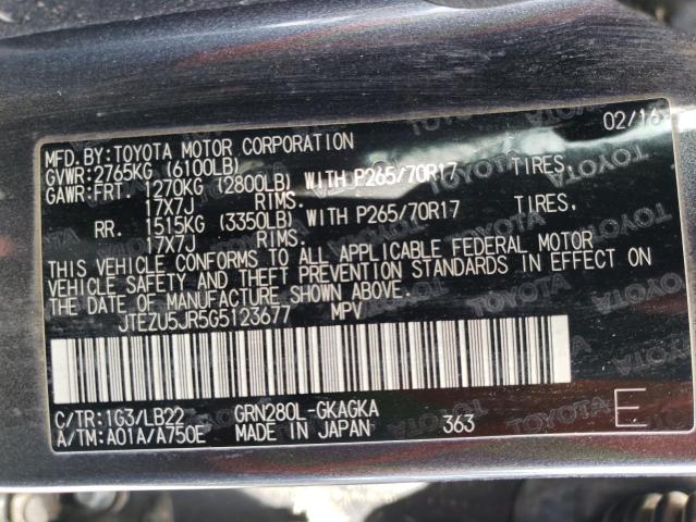 2016 TOYOTA 4RUNNER SR JTEZU5JR5G5123677