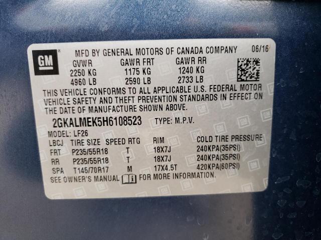 2017 GMC TERRAIN SL 2GKALMEK5H6108523