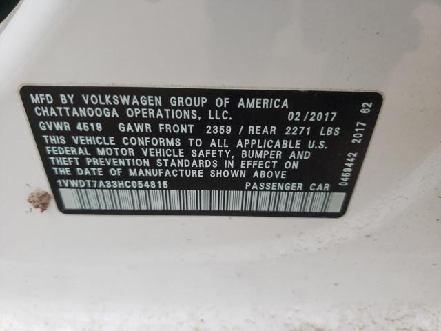 2017 VOLKSWAGEN PASSAT R-L 1VWDT7A33HC054815
