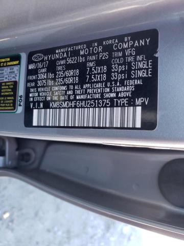 KM8SMDHF6HU251375 Hyundai Santa Fe S 2017. Фото: 9