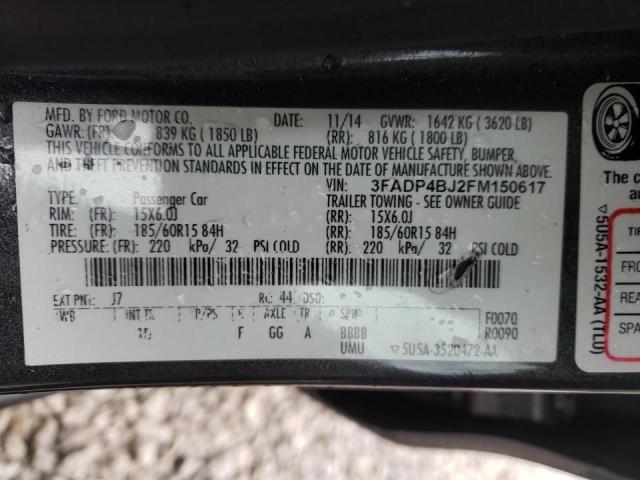 2015 FORD FIESTA SE 3FADP4BJ2FM150617