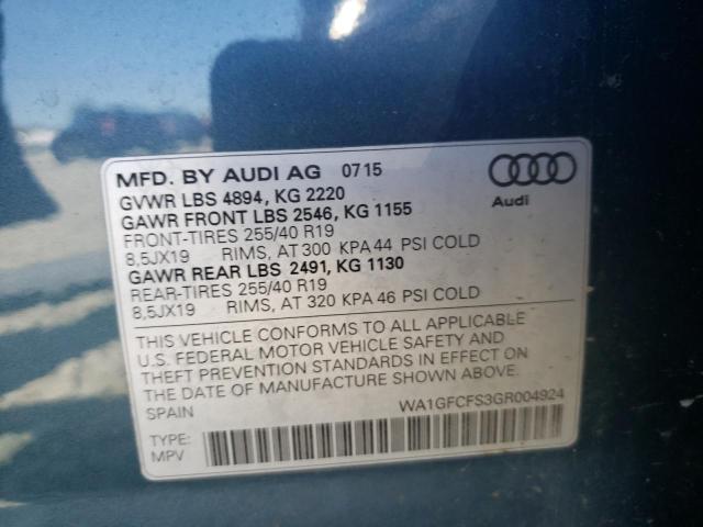 2016 AUDI Q3 PRESTIG WA1GFCFS3GR004924