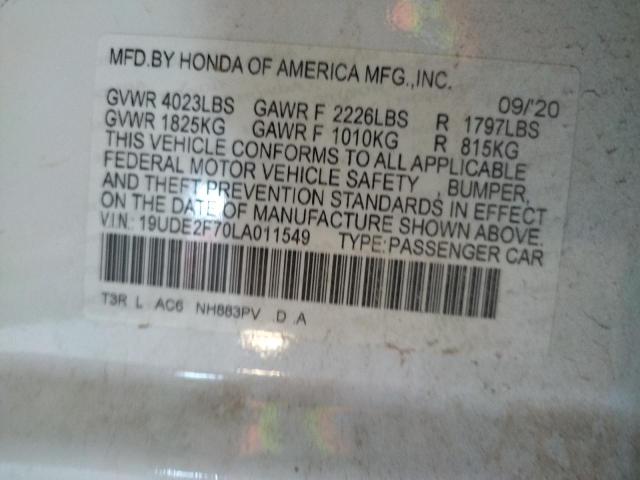 2020 ACURA ILX PREMIU 19UDE2F70LA011549