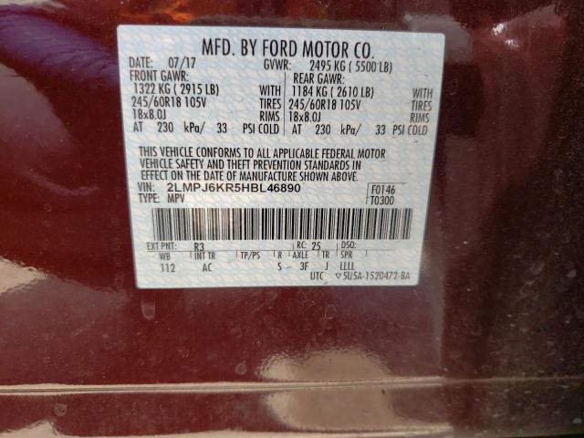 2017 LINCOLN MKX SELECT 2LMPJ6KR5HBL46890