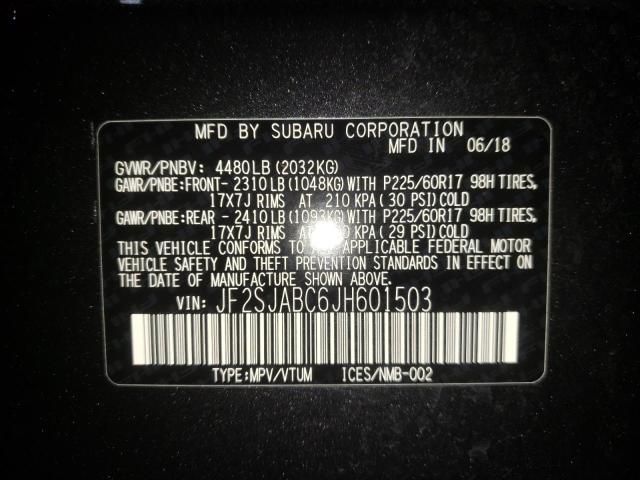2018 SUBARU FORESTER 2 JF2SJABC6JH601503