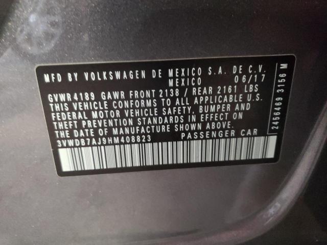 3VWDB7AJ9HM408823 Volkswagen Jetta Se 2017. Фото: 9