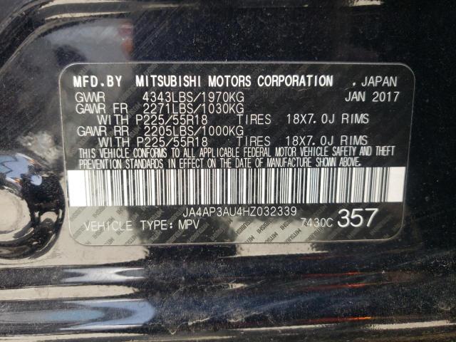 2017 MITSUBISHI OUTLANDER JA4AP3AU4HZ032339