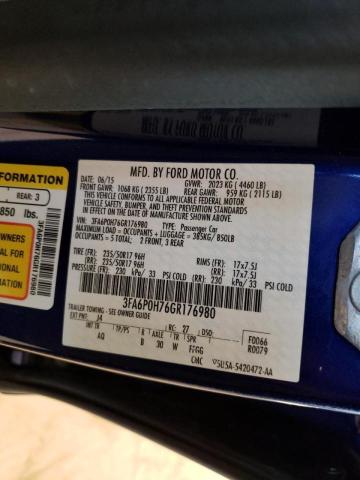2016 FORD FUSION SE 3FA6P0H76GR176980