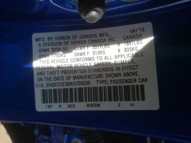 2019 HONDA CIVIC SI 2HGFC1E56KH705039