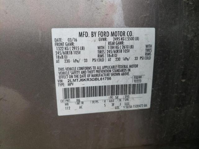 2016 LINCOLN MKX SELECT 2LMTJ6KR3GBL61756