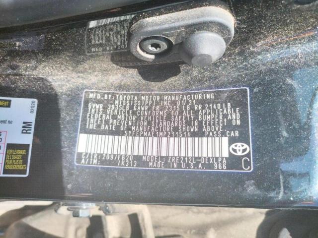 2021 TOYOTA COROLLA LE 5YFEPMAE1MP211514