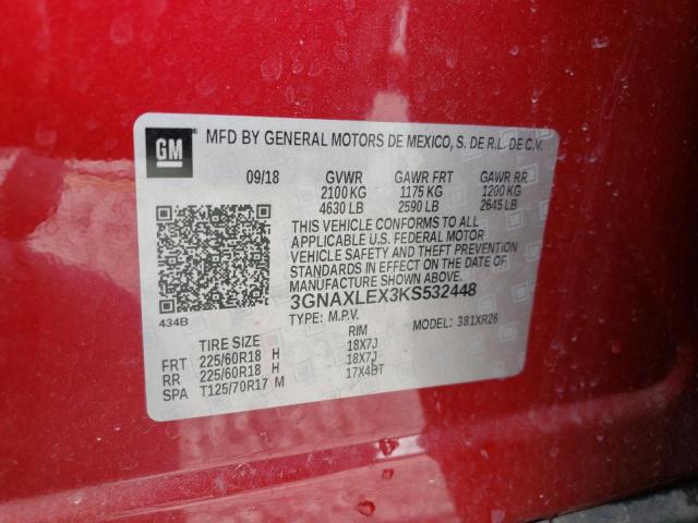 2019 CHEVROLET EQUINOX LT 3GNAXLEX3KS532448