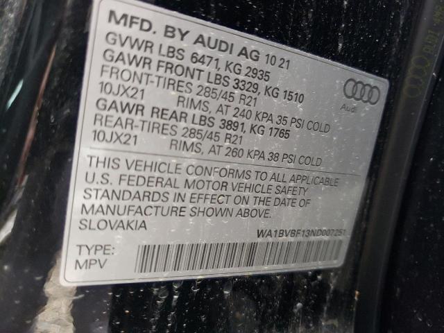 2022 AUDI Q8 PRESTIG WA1BVBF13ND007251
